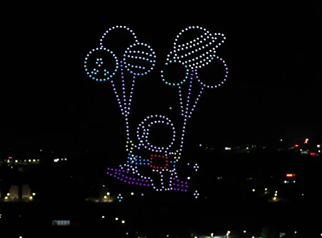 Decorative shapes created by drones for a special celebration